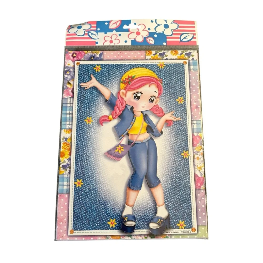 Vintage Y2K Cute Girl Stationary Letter Set Made in Taiwan Blue Denim Kawaii NWT